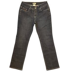 Women's Faded Glory Stretch Jeans Sz 12 Embellished Pockets Dark Wash Denim